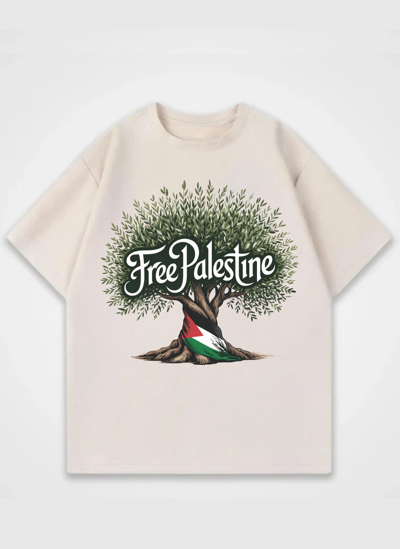 Free Palestine Front Print Oversized T-Shirt