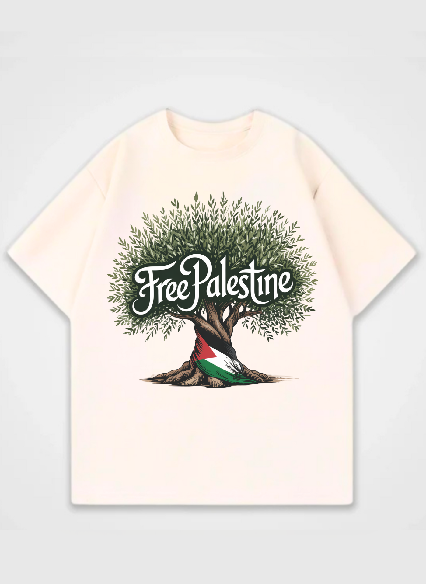 Free Palestine Front Print Oversized T-Shirt