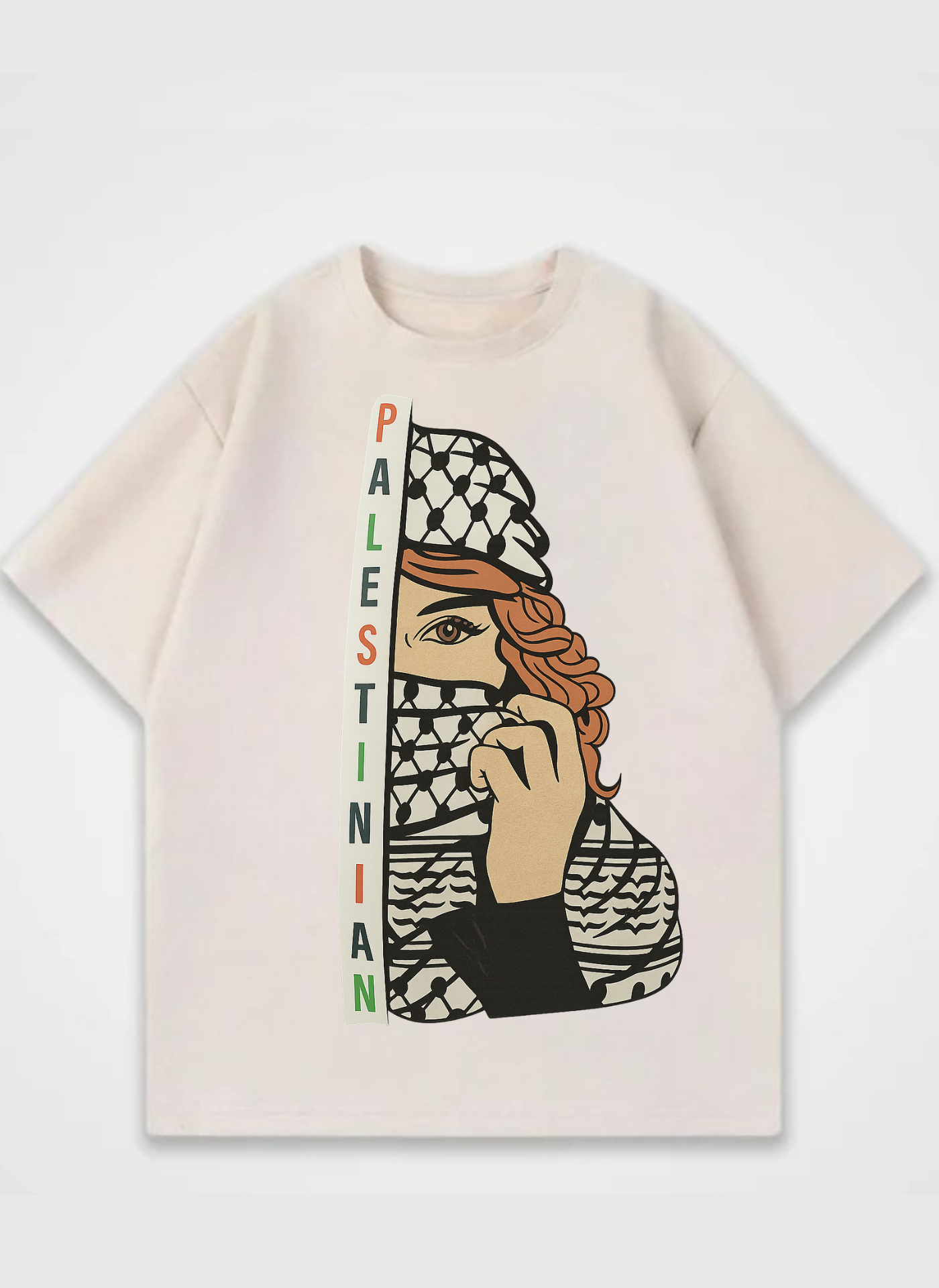 Palestinian Front Print Oversized Shirt