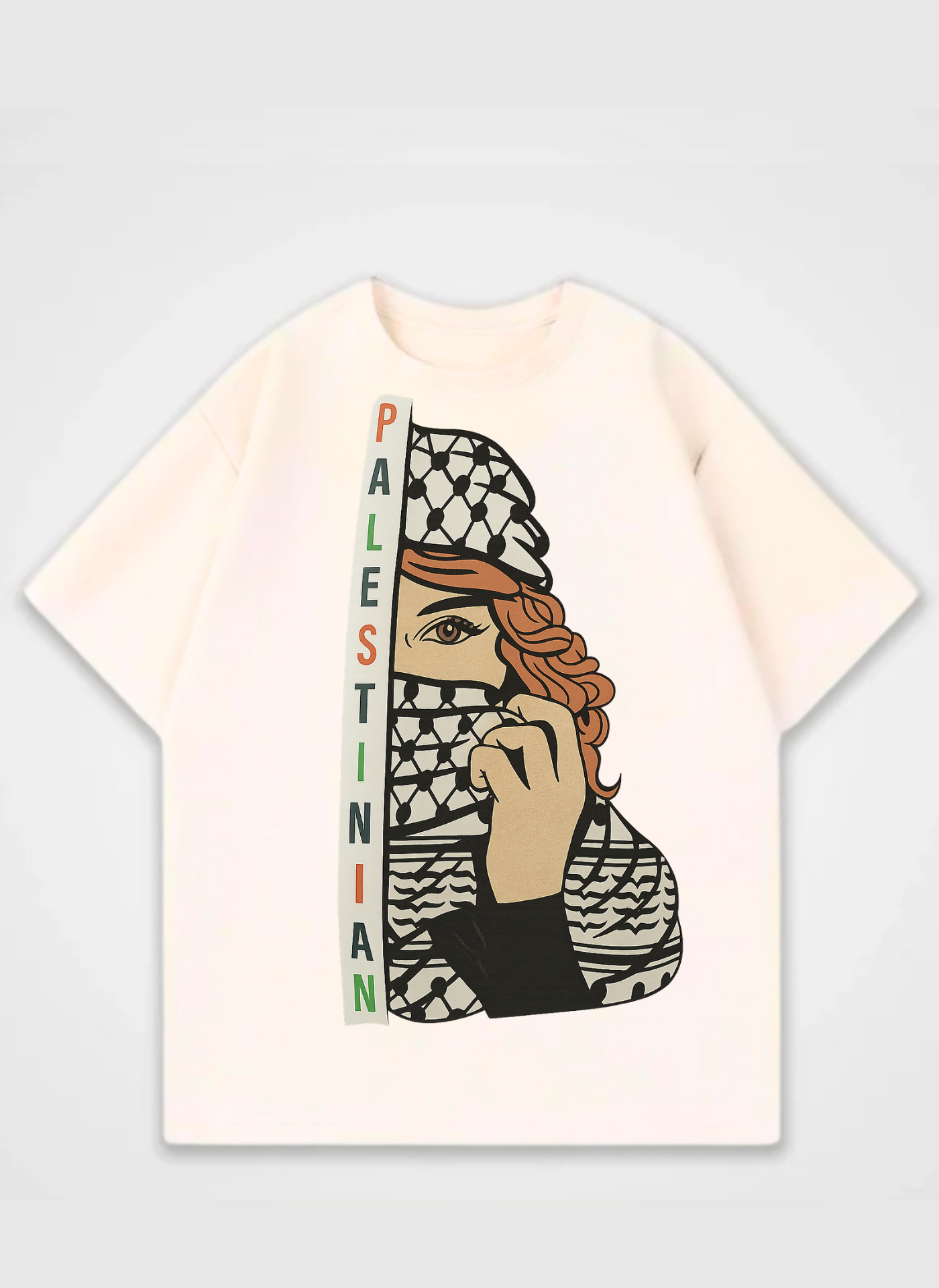 Palestinian Front Print Oversized Shirt