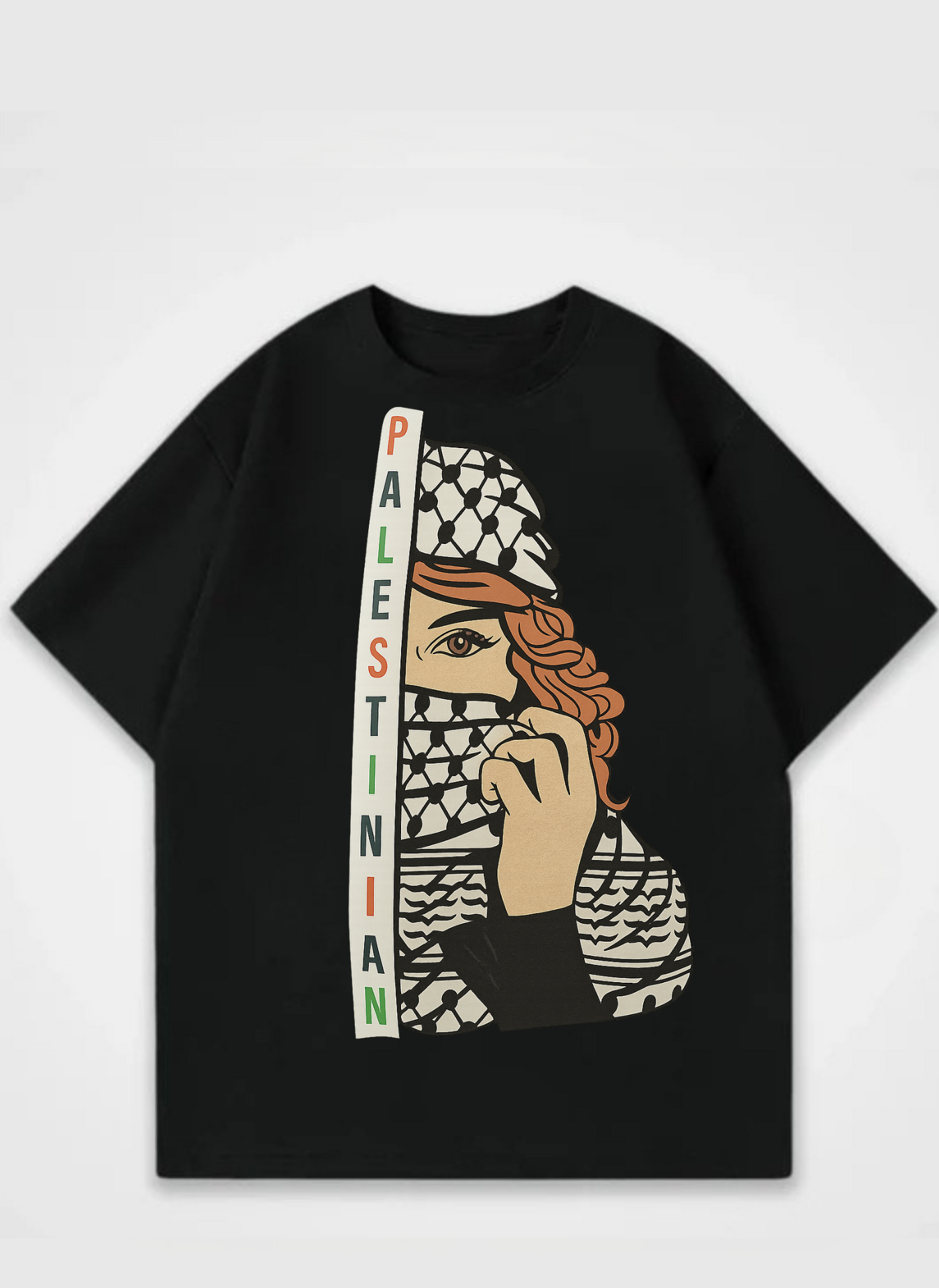 Palestinian Front Print Oversized Shirt