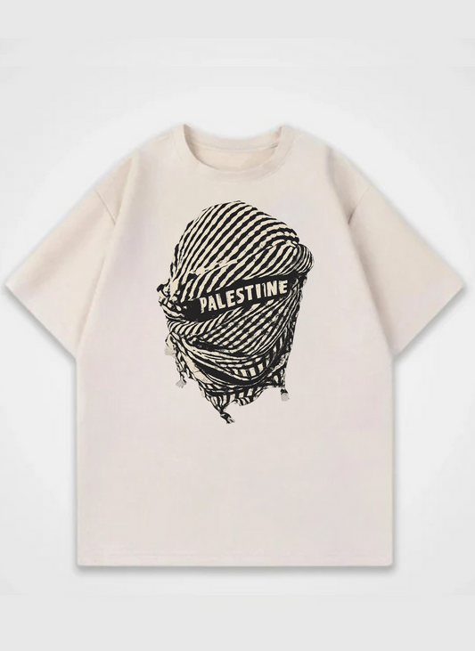 Keffiyeh Palestine Front Print Oversized Shirt
