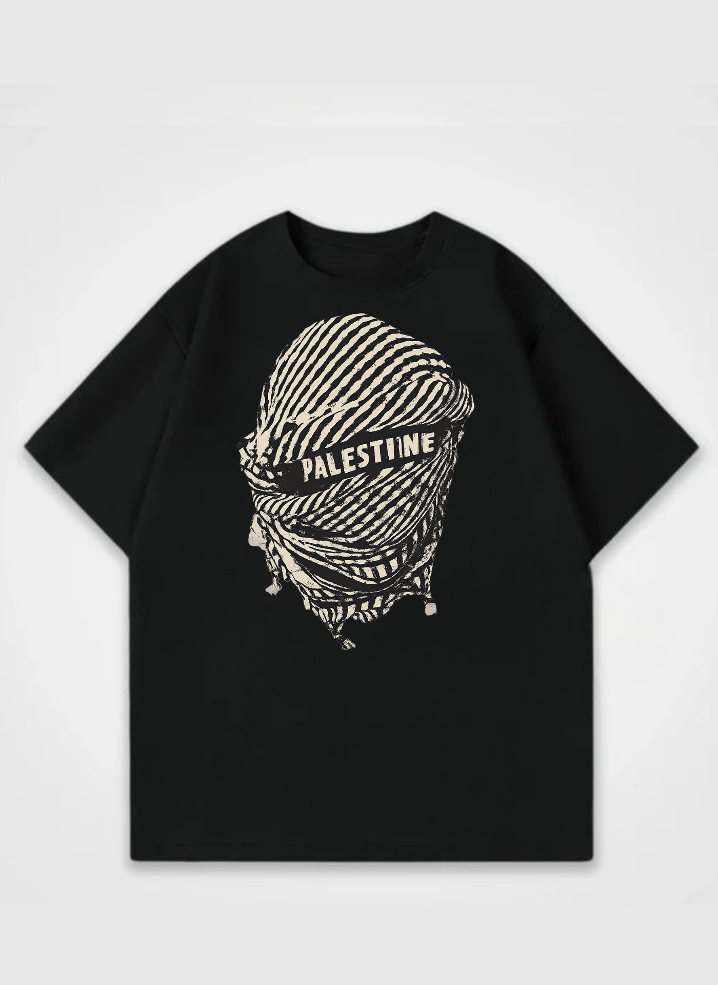 Keffiyeh Palestine Front Print Oversized Shirt
