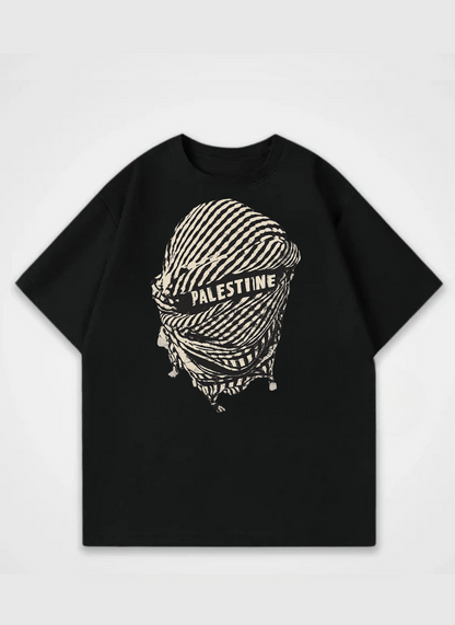 Keffiyeh Palestine Front Print Oversized Shirt