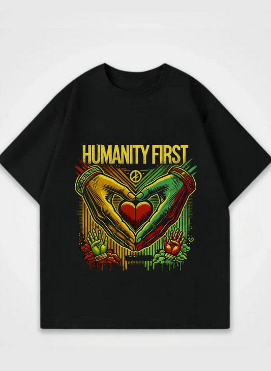 Humanity First Front Print Oversized Shirt