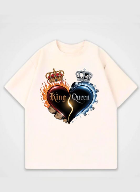 King & Queen Oversized Front Print Shirt
