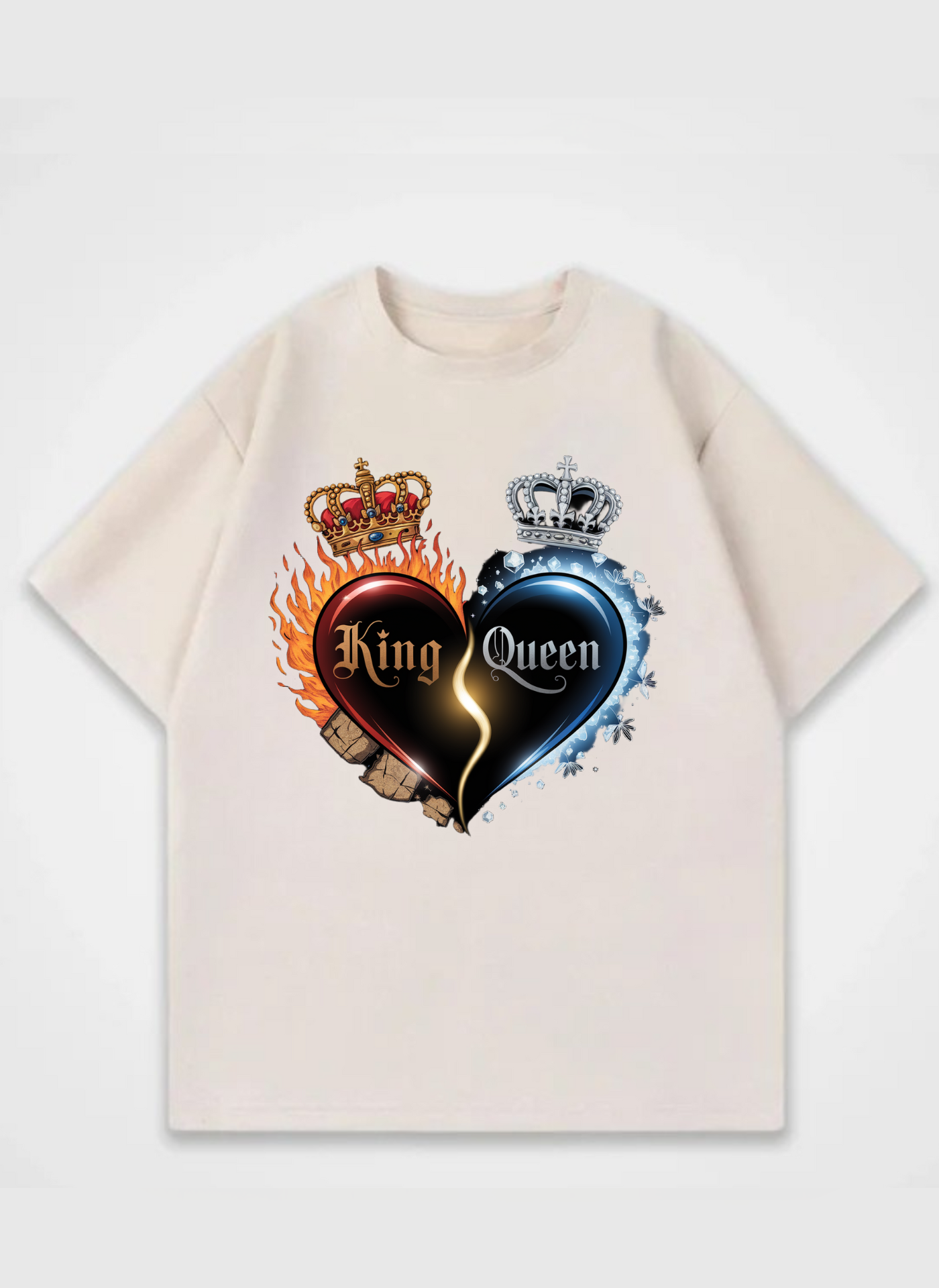 King & Queen Oversized Front Print Shirt