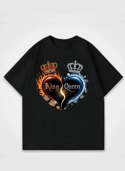 King & Queen Oversized Front Print Shirt