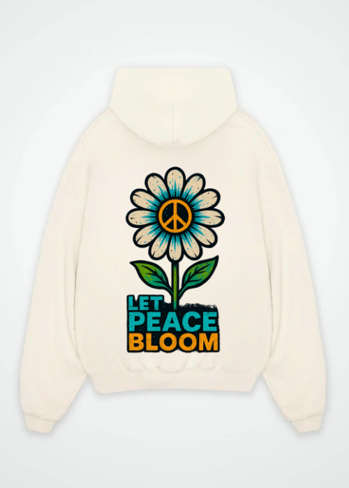 Let Peace Bloom Oversized Backprint Hoodie