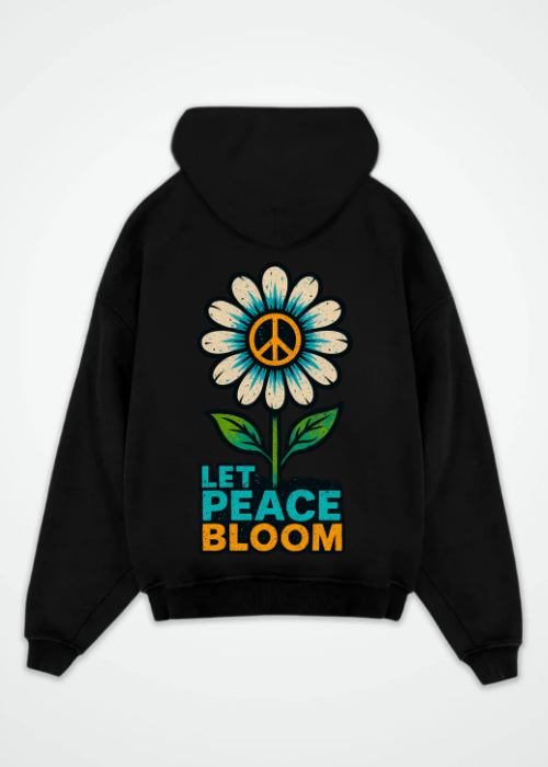 Let Peace Bloom Oversized Backprint Hoodie