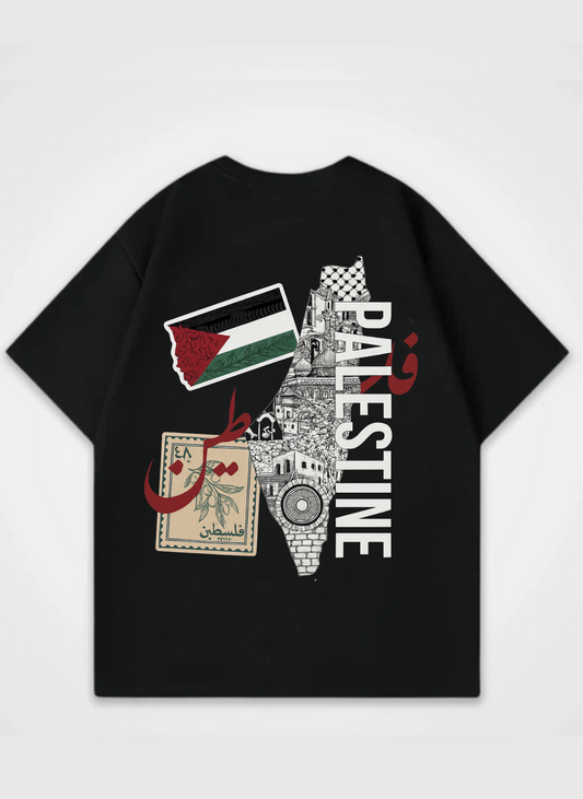 Palestine Backprint Oversized Shirt