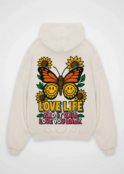 Oversize-Hoodie „Love Life“ mit Rückenaufdruck 