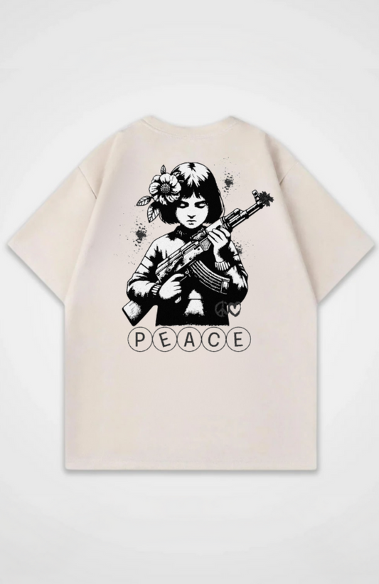 Peace Flowers Backprint Stanley Stella Oversized T-Shirt