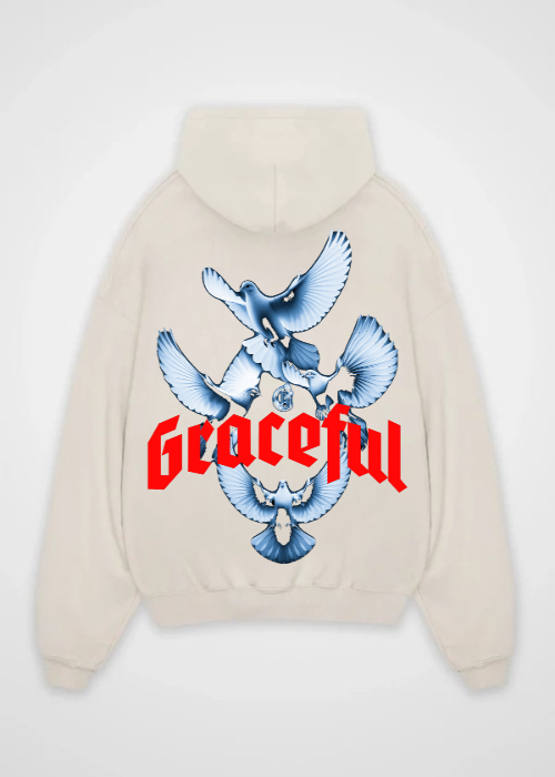 Sweat à capuche surdimensionné à imprimé gracieux dans le dos 