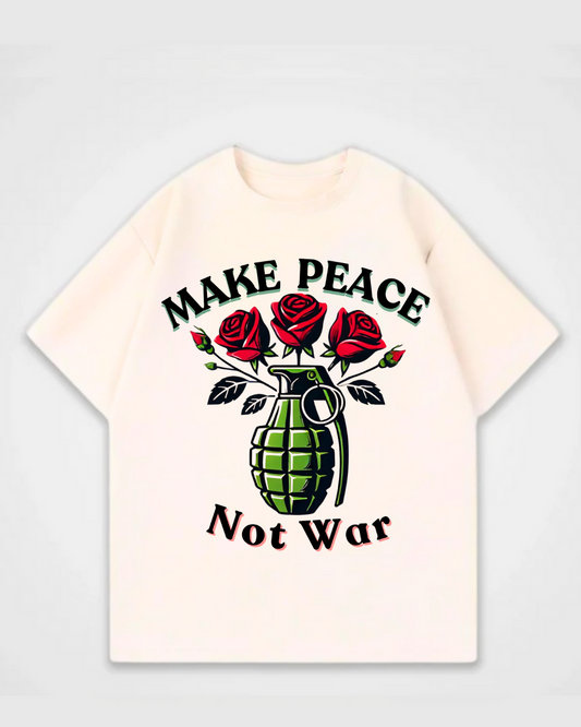 Make Peace Not War Front Print Oversized T-Shirt