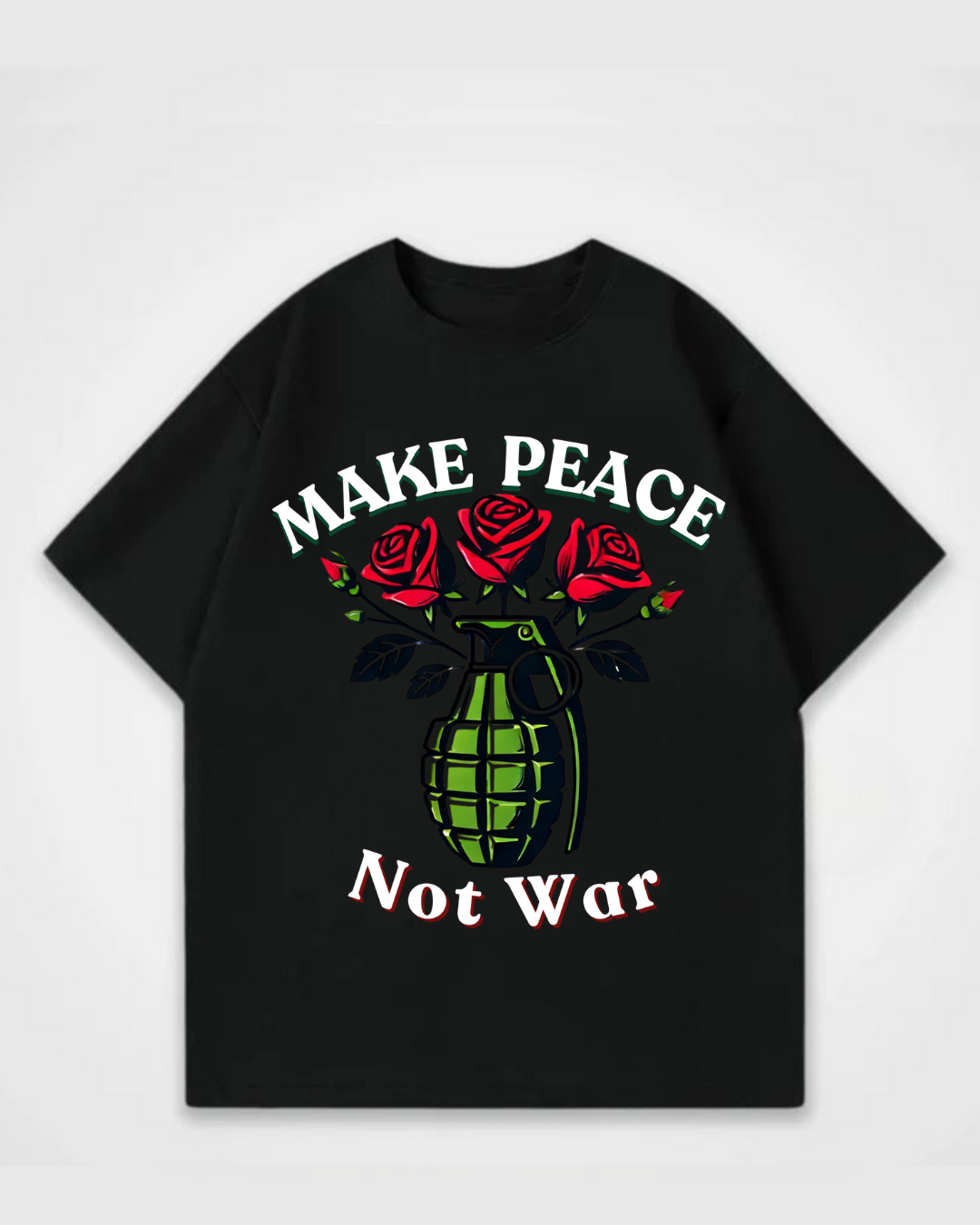 Make Peace Not War Front Print Oversized T-Shirt