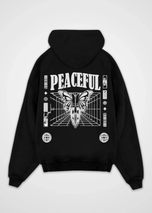 Sweat à capuche surdimensionné Peaceful VACANCY avec imprimé au dos 