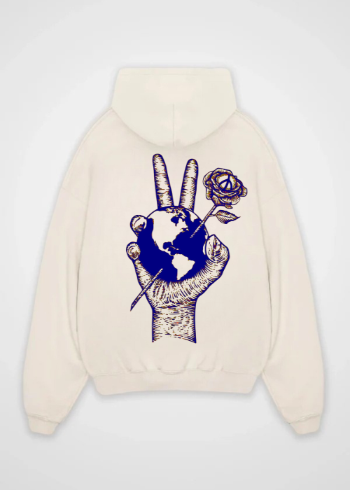 Sweat à capuche surdimensionné Peace World imprimé au dos 