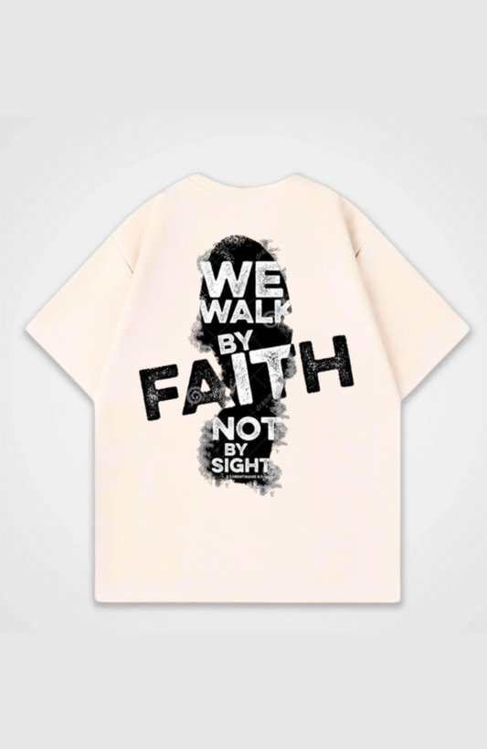 We Walk By Faith Back Print Oversized T-Shirt