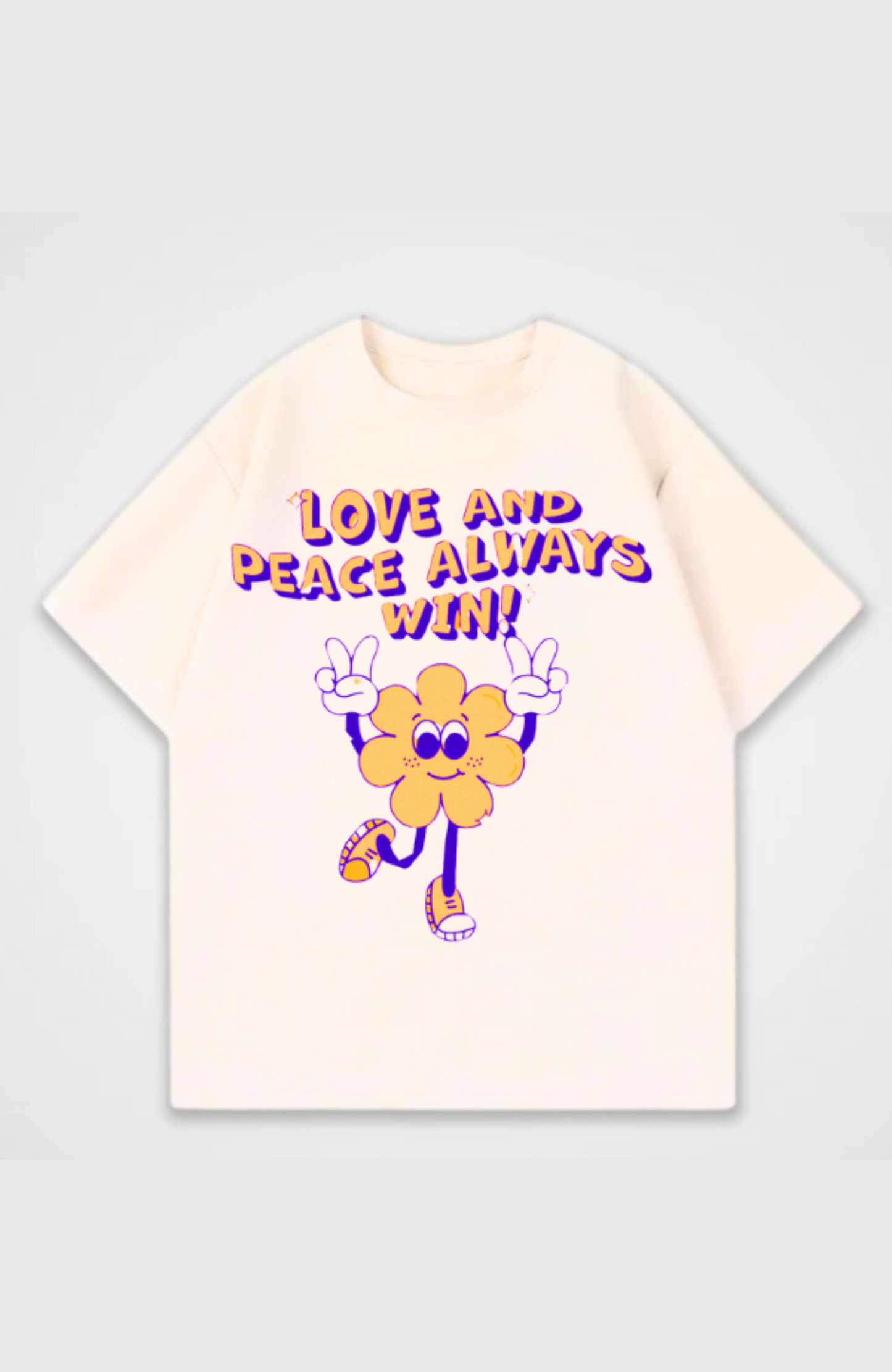 Love and Peace Always Win Oversized Front Print T-Shirt