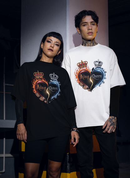 King & Queen Oversized Front Print Shirt