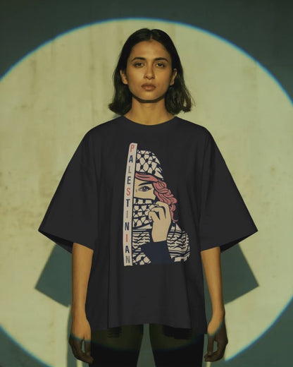 Palestinian Front Print Oversized Shirt